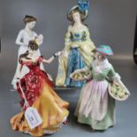 Four Royal Doulton bone china figurines, to include: Figure of the Year 1996 'Belle', 'Sophia