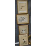 Group of four Japanese coloured prints: birds, flowers and mice. 39x47cm approx. (4) (B.P. 21% +