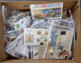 Box with all World collection of stamps in albums, packets envelopes, bags & some collectors