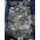 Box of assorted mainly European car badges to include: Mercedes Benz, VW, Volvo, Skoda, Saab etc. (