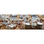 Two trays of Royal Albert 'Old Country Roses' to include: coffee pot, coffee cups, teacups and
