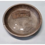 Rustic turned hardwood bowl. 56cm diameter approx. (B.P. 21% + VAT)