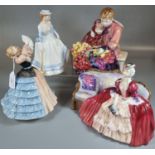 Four Royal Doulton bone china figurines, to include: 'Flower Seller's Children', 'Susan', '