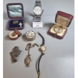 Collection of oddments to include: silver baby's rattle with whistle, ladies watch, gents Seiko