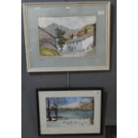 Group of small furnishing pictures being watercolours, various: landscapes, snow scene etc.