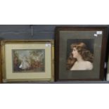 Group of assorted furnishing portrait prints, after Gainsborough and others, set of four plus 4. (8)