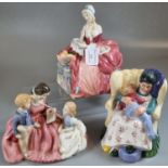 Royal Doulton 'The Bedtime Story' figure group together with Royal Doulton 'Penelope' figurine and