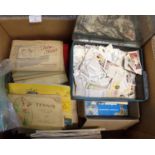 Box with selection of cigarette cards & tea cards in original albums & loose in two boxes. (B.P. 21%