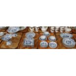 Four trays of blue and white Meissen porcelain 'Blue Onion' design items to include: teacups and