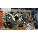 Collection of military/war aeroplanes on plastic stands to include: 'Arado Blitz', 'Focke Wlf'