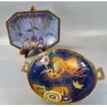 Carlton Ware 3279 octagonal dish or tray in the tree and swallow design, together with another