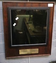 Unusual framed solar panel 'Presented to Professor Sir John Cadogan CBE FRS, in recognition of his