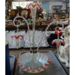 Glass multi-colour floral shaped epergne with twisted arms. (B.P. 21% + VAT)