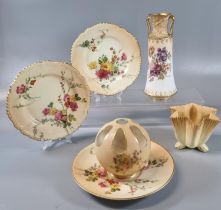Royal Doulton china two handled vase with floral sprays, together with a small collection of