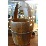 Rustic wooden coopered single handled and iron pail. (B.P. 21% + VAT)