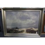 J van den Sojlbergh? (20th century Belgian or Dutch), expansive landscape with sand-dunes, signed,