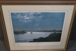 After Roy Perry (British 20th century), 'Moonlight on Gloucester Harbour, 1983', artist proof