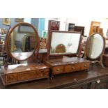 Collection of three 19th Century bedroom swivel mirrors of oval and rectangular form, some with