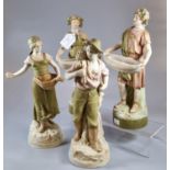 Collection of four Royal Dux Czechoslovakian figurines; 2275 and 2276, modelled as a farmer and