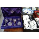 Two boxed six glass sets of lead crystal wine glasses; one Royal Doulton and one Edinburgh