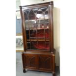 Victorian mahogany astragal glazed single door two stage bookcase cabinet. (B.P. 21% + VAT)