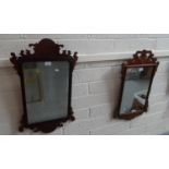 Two similar 19th Century fret cut pier mirrors, together with an Art Nouveau style bevelled mirror