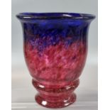 Scottish Monart style baluster vase in red and blue colourway. 21cm high approx. (B.P. 21% + VAT)