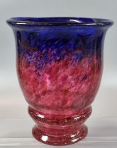 Scottish Monart style baluster vase in red and blue colourway. 21cm high approx. (B.P. 21% + VAT)