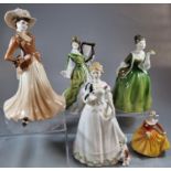Four Royal Doulton bone china figurines to include: Ladies of the British Isles 'Ireland', 'Take