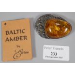 Modern Baltic amber brooch. (B.P. 21% + VAT)