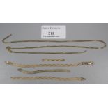 Collection of scrap gold chains and bracelets. 8.9g approx. (B.P. 21% + VAT)