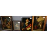 Three religious flat glass crystoleums, two framed. Together with a framed portrait print. (4) (B.P.