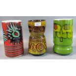 Three Poole pottery vases of cylinder form. All approx 24cm high. (3) (B.P. 21% + VAT)