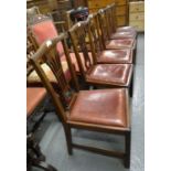Set of six 19th Century Chippendale style dining chairs with leather drop in seats. (6) (B.P.