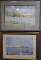20th Century British School, two indistinctly signed watercolours in different hands of estuary