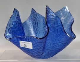 'Chance' French blue glass handkerchief vase. (B.P. 21% + VAT)