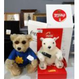 Two Steiff teddy bears to include: Coca-Cola polar bear cub, limited edition of 10,000 pieces, in