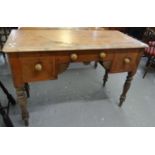 19th Century lowboy, the moulded top above an arrangement of three drawers, with carved fan