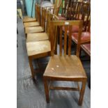Set of six oak Brynmawr kitchen chairs. One with mark for label 'Brynmawr'. (6) (B.P. 21% + VAT)
