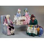 Three Royal Doulton figurines/figure groups to include: 'Darby', 'Silks and Ribbons' and '