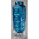 Whitefriars kingfisher blue Greek key vase. 20.5cm approx. (B.P. 21% + VAT)