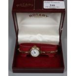 Early 20th Century enamel faced 9ct gold bracelet watch. 14.6g approx. In associate Rotary watch