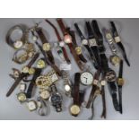 Plastic tub of assorted gent's and ladies watches to include: pocket watch by Ingersoll etc. (B.P.