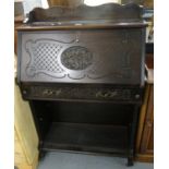 Edwardian mahogany fall front bureau with pullout drawer and under shelves. (B.P. 21% + VAT)