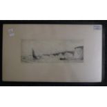 Frank Harding (British, early 20th Century), 'Seven Sisters Beachy head', uncoloured etching, signed