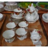 Tray of Royal Albert 'Old Country Roses' English bone china nineteen piece teaset including