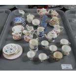 Tray of miniature dollshouse mostly china items to include: Royal Worcester 'Enchantment' plates,