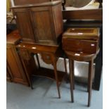 Collection of furnishing items to include: a small Edwardian mahogany inlaid side or lamp table with