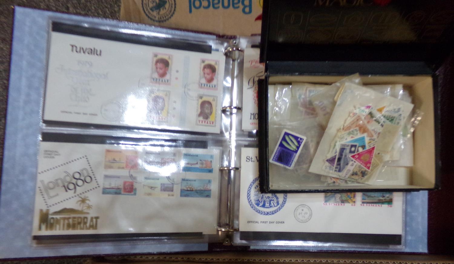 Box with all world collection of stamps in albums, boxes and envelopes. 100s of stamps. (B.P.