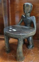 African tribal hardwood child's chair with figural back rest. (B.P. 21% + VAT)